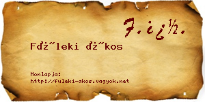 Füleki Ákos névjegykártya